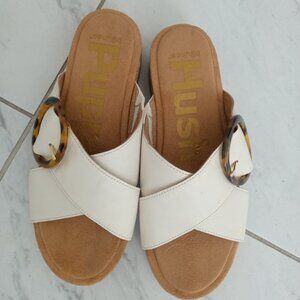 Hush Puppies women's June Buckle slide sandals with cork sz 7 White